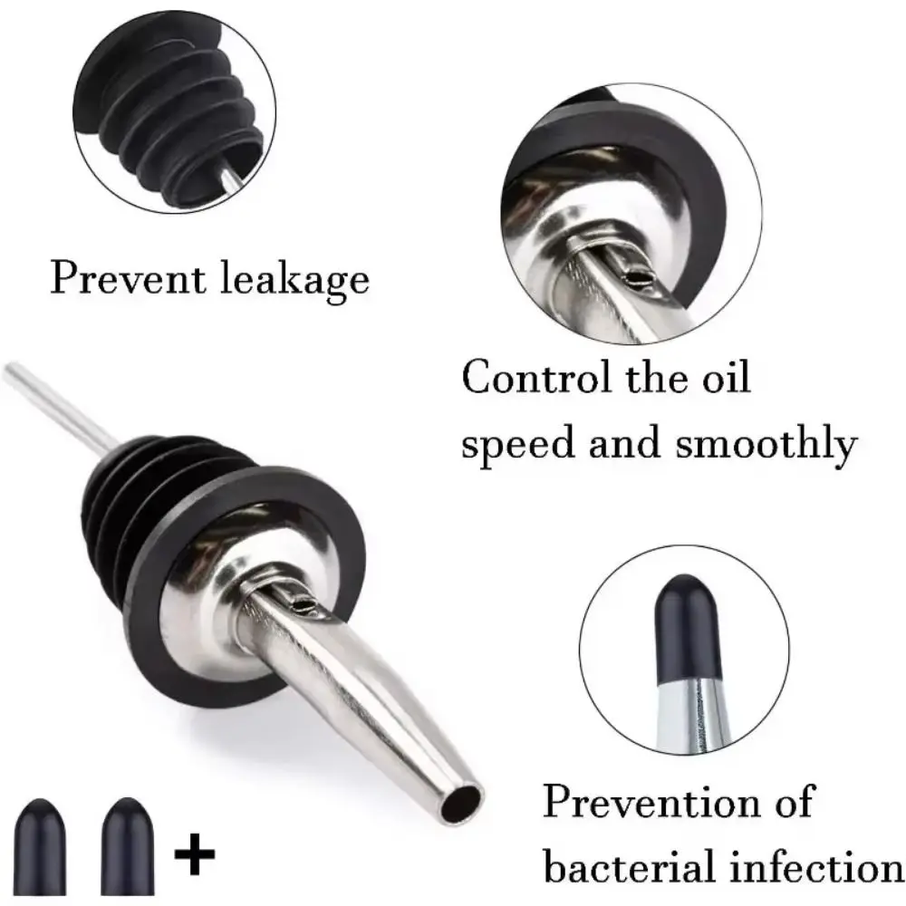 6/12Pcs Stainless Steel Liquor Pour Spouts Set with Rubber Dust Caps Self-closing Liquor Bottle Pourers Household Spill-proof
