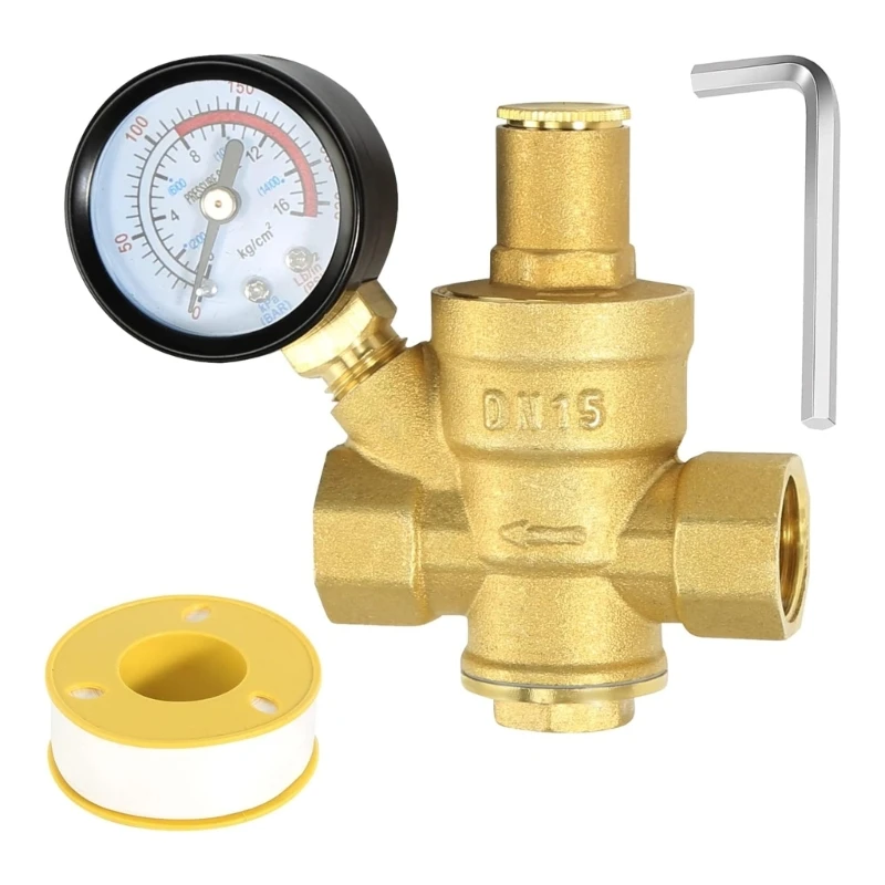 

Pressure Regulator Water Inch DN15 with Pressure Gauges High Hardness Brass Adjustable Pressure Regulator for Water