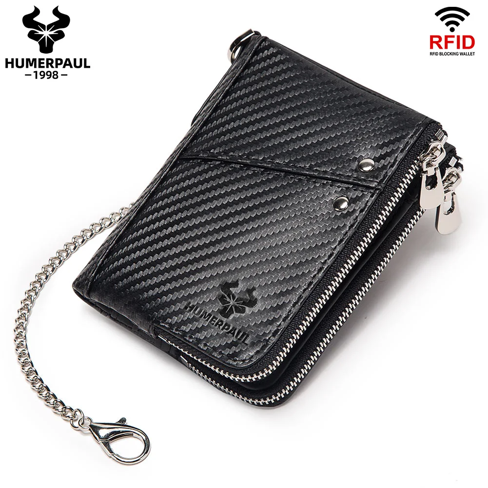 LAREET Retro Luxury Double Zipper Coin Pocket Money Bag  New Wave Genuine Leather For Men Quality Clutch  ﻿