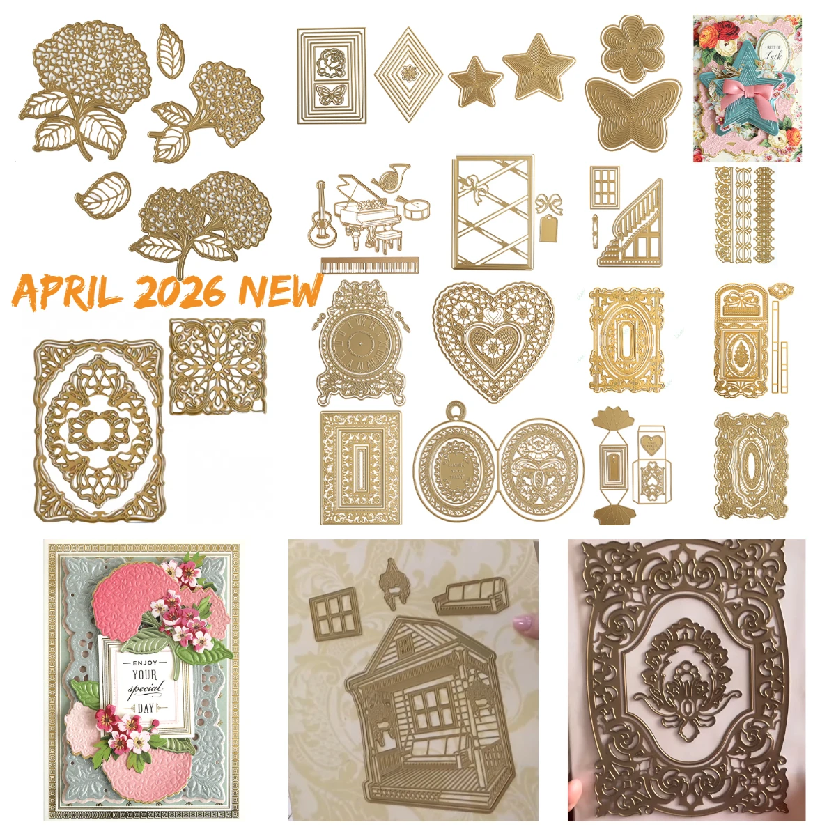 

Hydrangea 3D Dies Kirigami Star Butterfly Flower Floral Metal Cutting Dies for DIY Scrapbook Album Holiday Gift April 2026 New