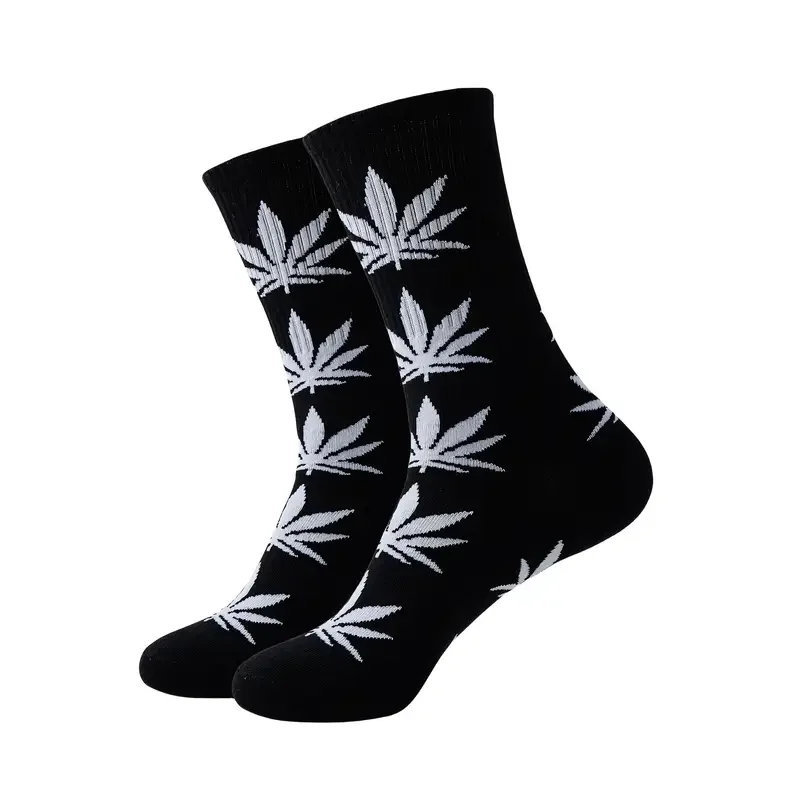 10 คู่สุ่มผสมสี Maple Leaf สไตล์ผู้ชายกลางถุงเท้านุ่มและ Breathable กลางแจ้ง Street สเก็ตบอร์ดถุงเท้า