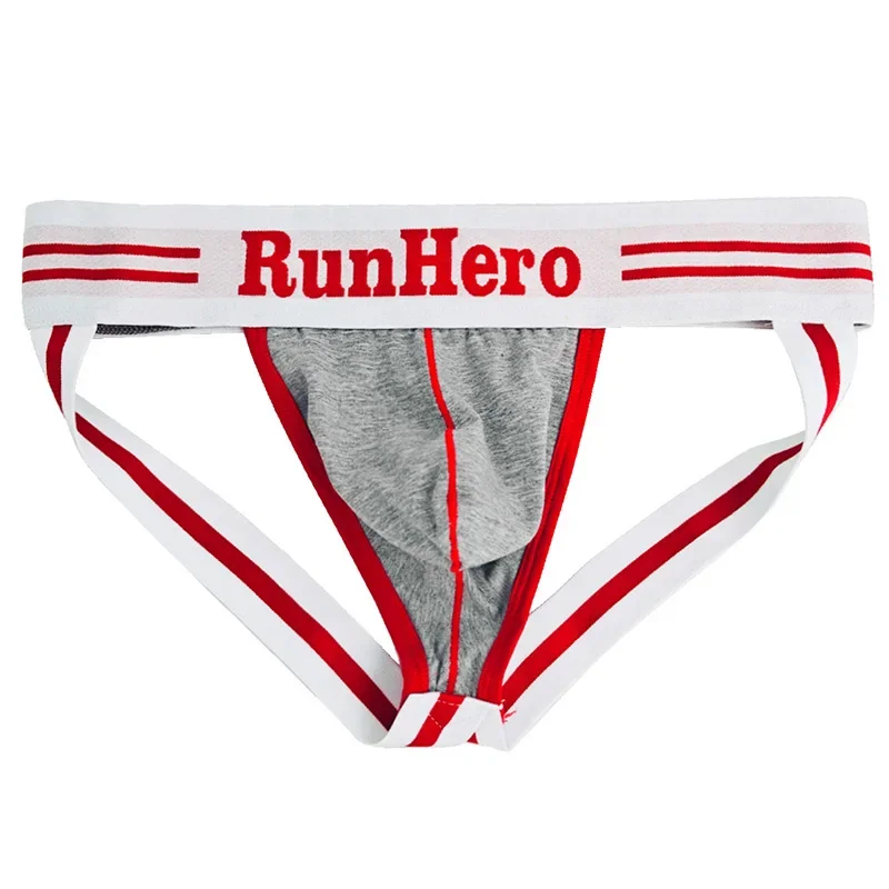 

Мужские хлопковые бандажи в европейском стиле с низкой талией и U-образной сумкой, сексуальное впитывающее пот спортивное нижнее белье