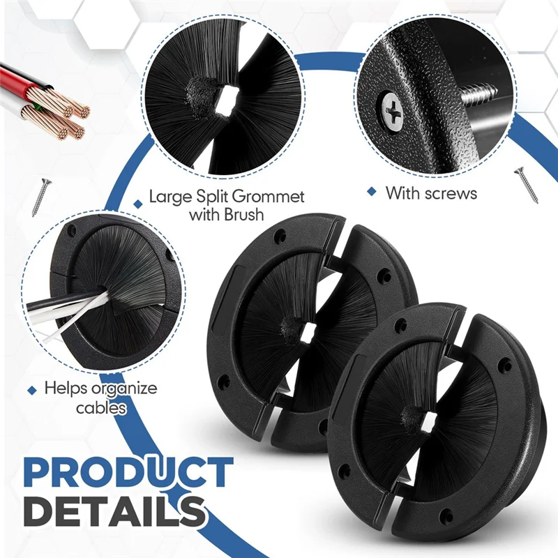 

ABLJ для домашнего центра обработки данных для стены, пола, прокладки кабелей, 2 упаковки, 6-дюймовая круглая втулка с щеткой, управление воздушным потоком на полу