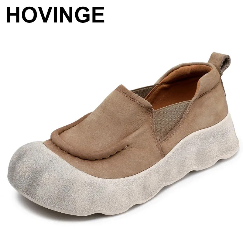 

Flat Shoes Women Soft Soled Loafers Ethnic Moccasins Natural Cow Genuine Leather Rubber Comfy Women Sneakers