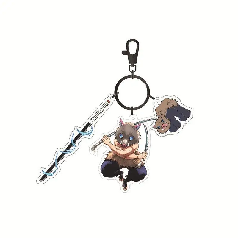 Anime Demon Slayer Animation Acrylic Keychain Tanjiro Kamado Nezuko Kamado Schoolbag Pendant Cartoon Character Design Kids Gift view 4