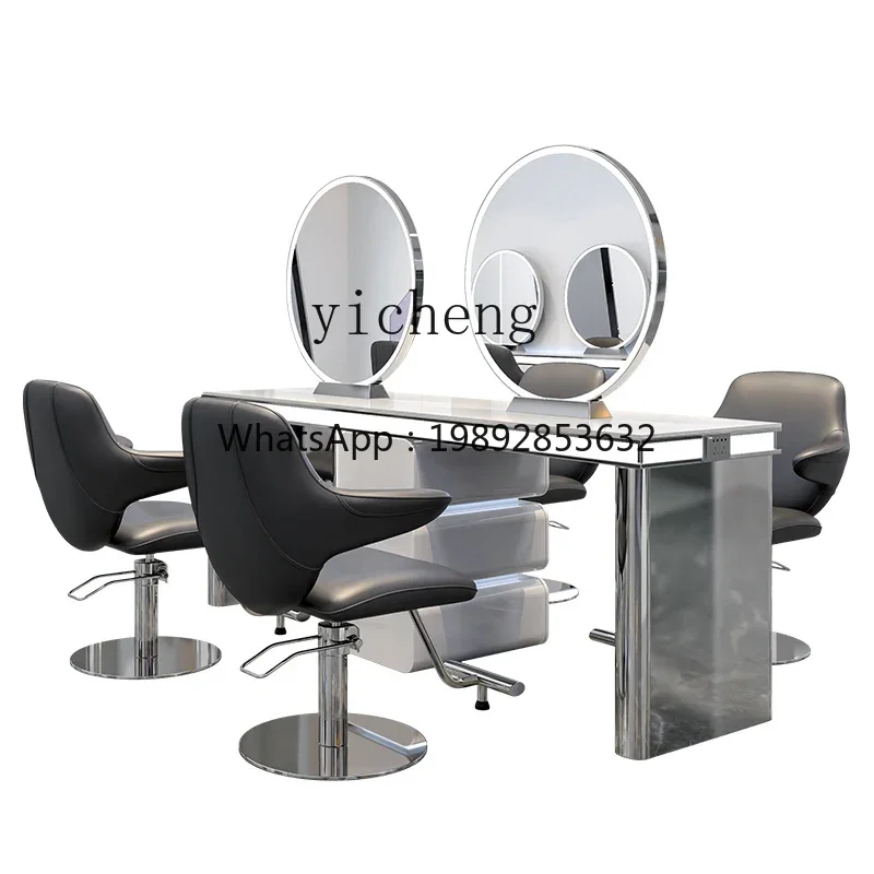 CC  hairdresser mirror table marble barber shop mirror single and double-sided integrated type