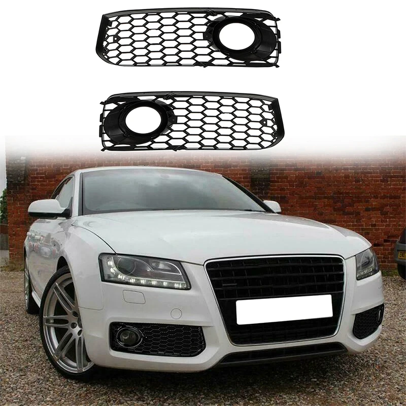 

1 Pair Car Front Fog Light Racing Grille For Audi A5 S-Line S5 B8 RS5 2008 2009 2010-2012 Honeycomb Mesh Fog Lamp Cover Grille