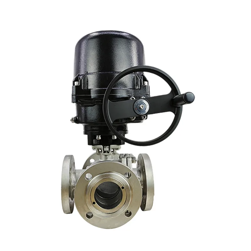 Electric four-way ball valve 4-20mA four-way fluid control valve L/T type multi-flow control intelligent control