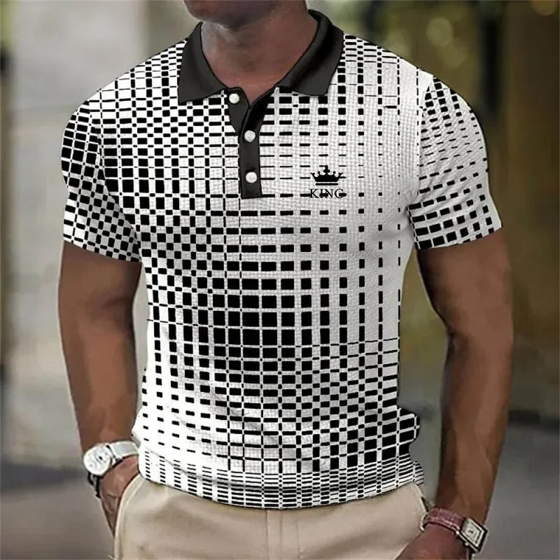Men's Summer Lapel Gradual Change Breathable Top Casual Sports Men's Spring Business Men POLO