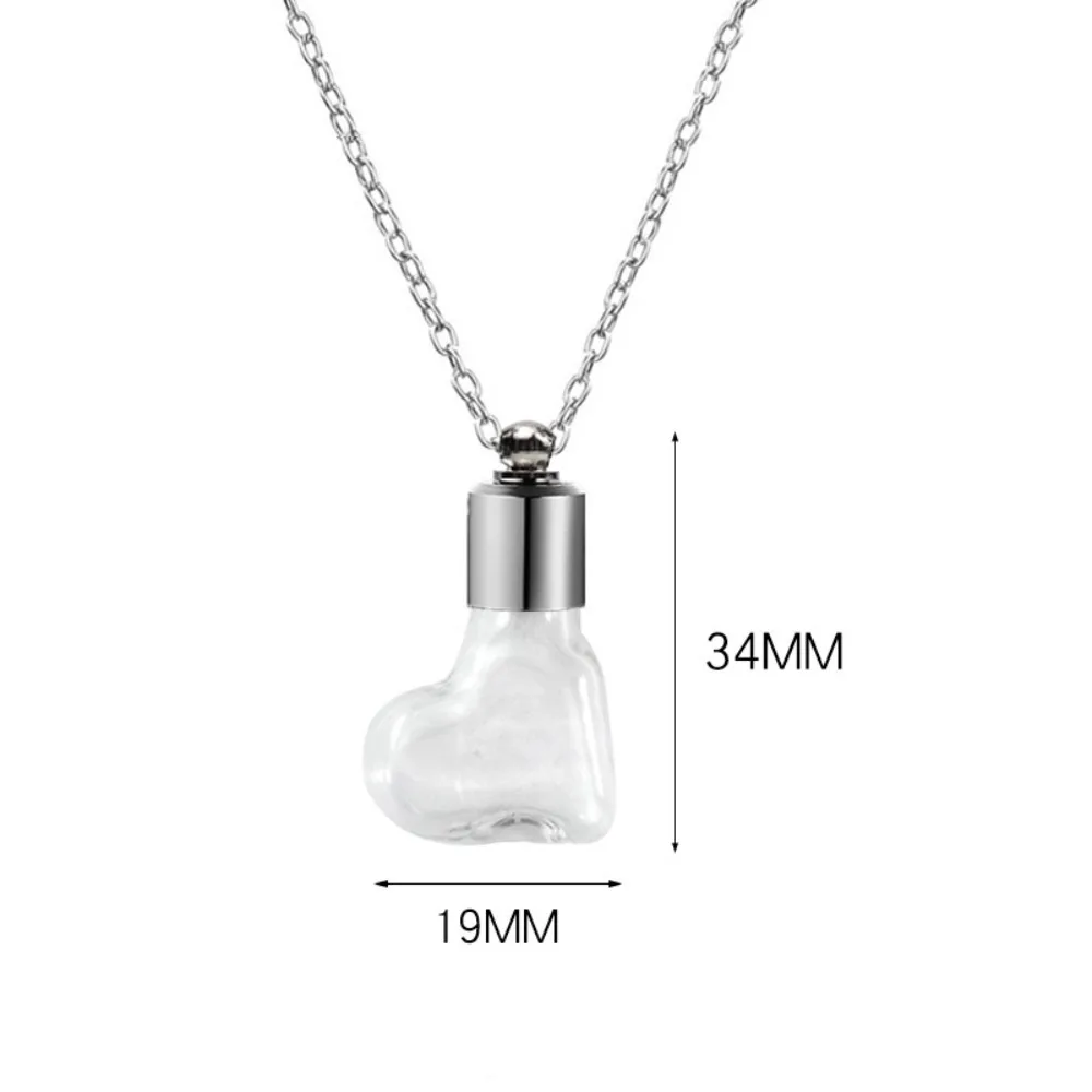 Portable Ashes Holder Glass Bottle with Chain Fillable Perfume Vial Pendant Keepsake DIY Memorial