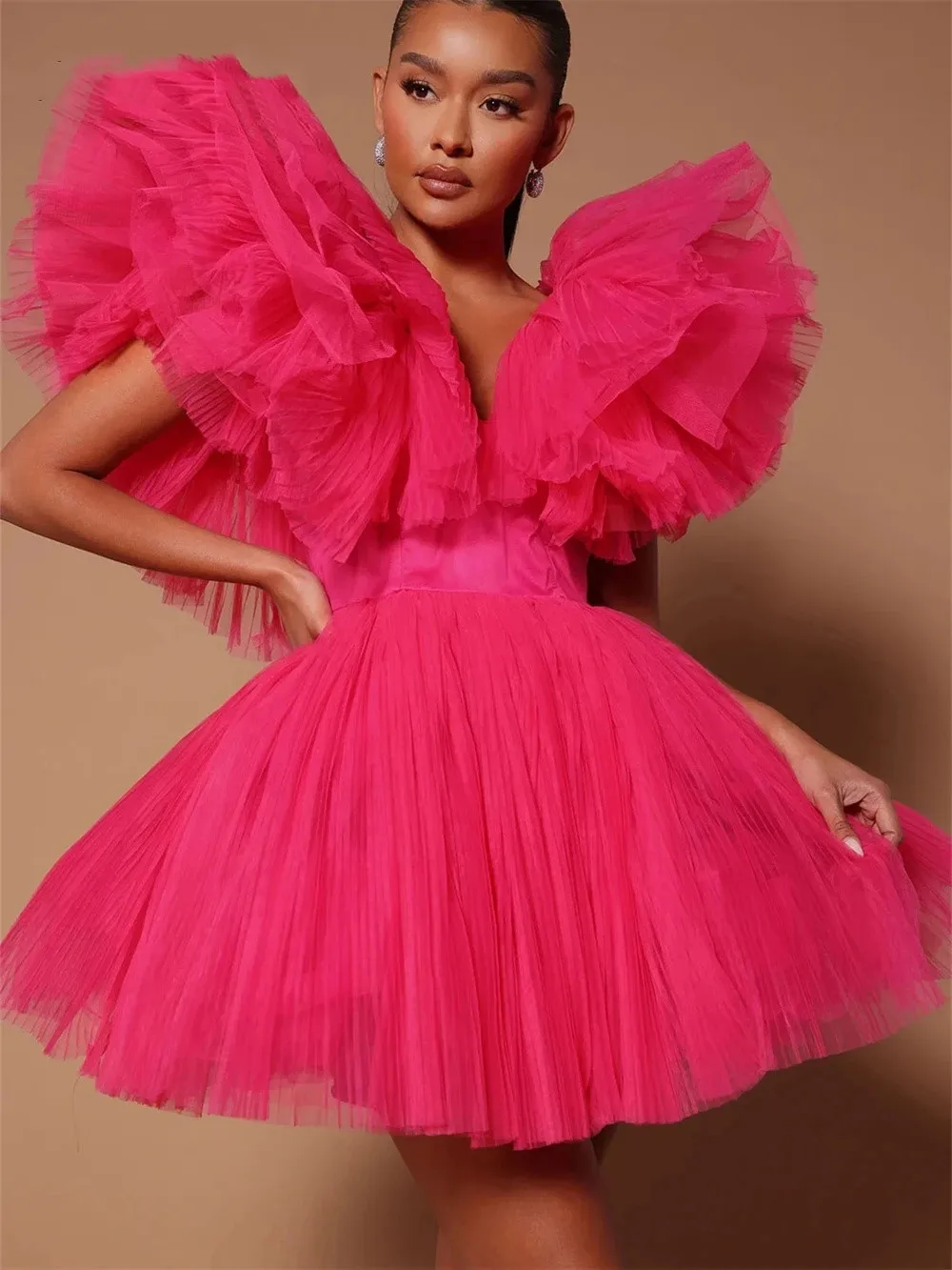 

Custom Solid Color Lush Tulle Short Party Dresses Simple Puffy Above Knee Formal Prom Dress Girls Sweet Birthday Event Dress