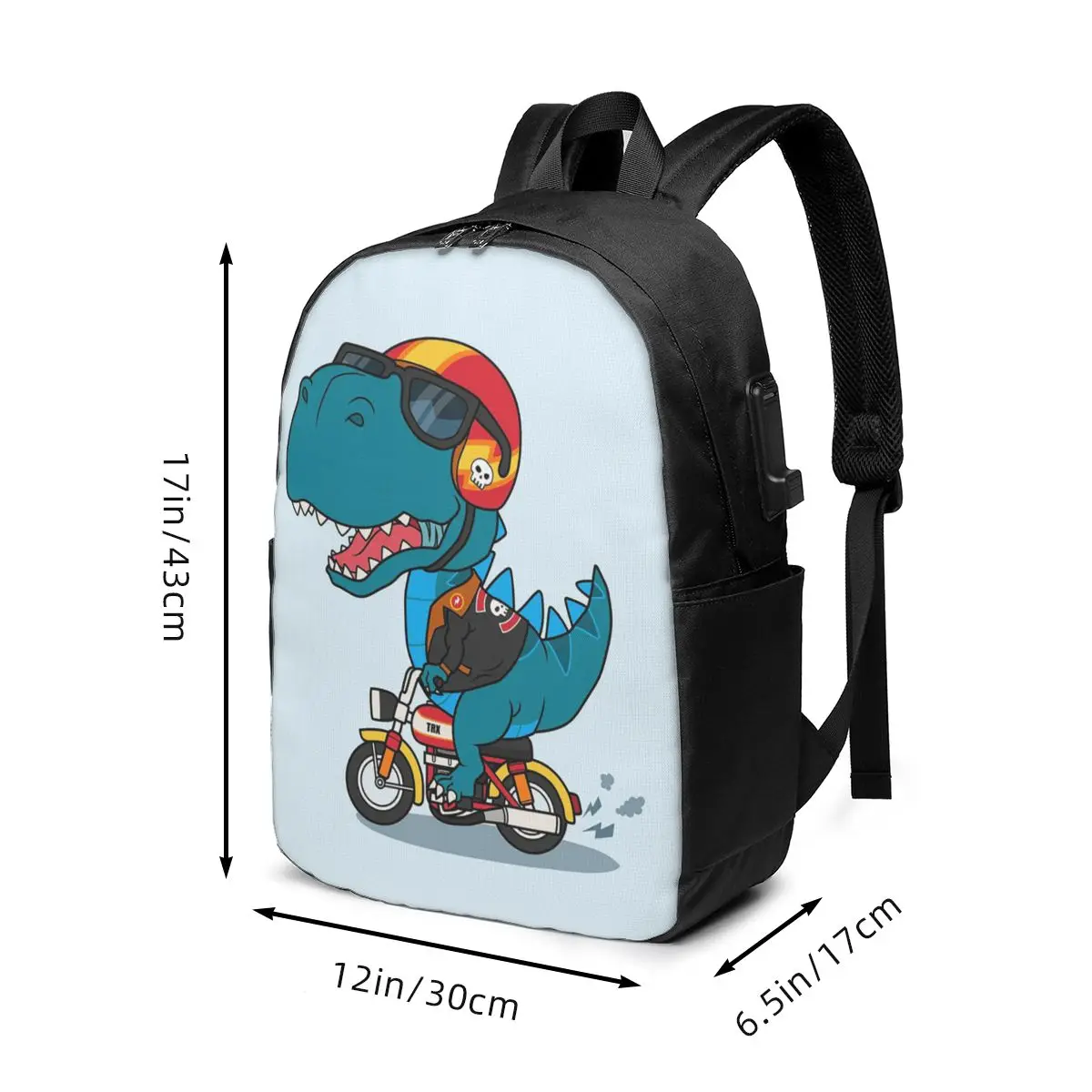 Dinosaur Riding Bicycle Cartoon Backpack Travel Notebook Bag Computer College Student School Bag Laptop Shoulder Bags Men Women