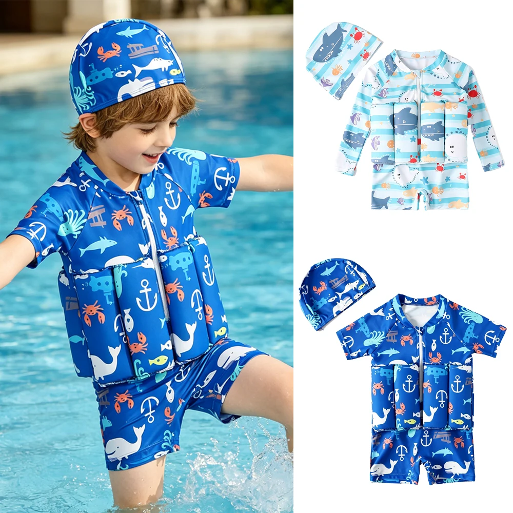 Boys Swimsuit 2026 Buoyancy Swimwear Floating Kids Swimming Set Toddler 1 to 2 3 4 5 6 Years Pink Blue Shark Children Float Suit