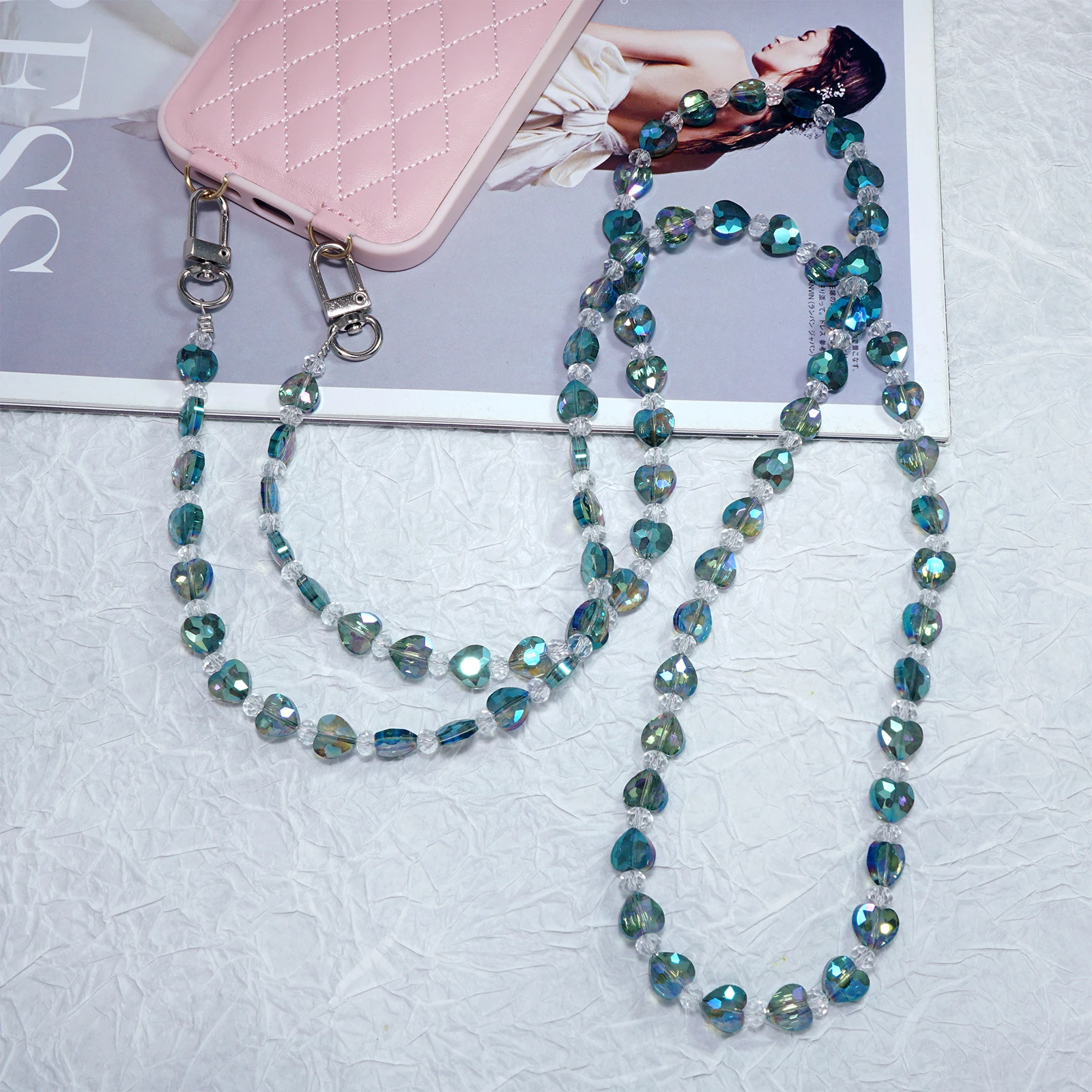 Love Cross-Body Universal Mobile Phone Lanyard Suitable Apple Samsung Huawei Xiaomi mobile Phones Crystal Cross-Body Lanyard