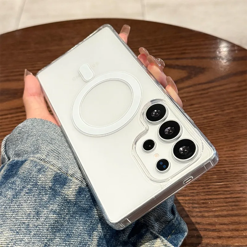 Magnetic Original Transparent Phone Case For Samsung Galaxy S25 S24 S23 S22 S21 Plus Ultra FE Edge Magsafe Clear Cover - náhled 5