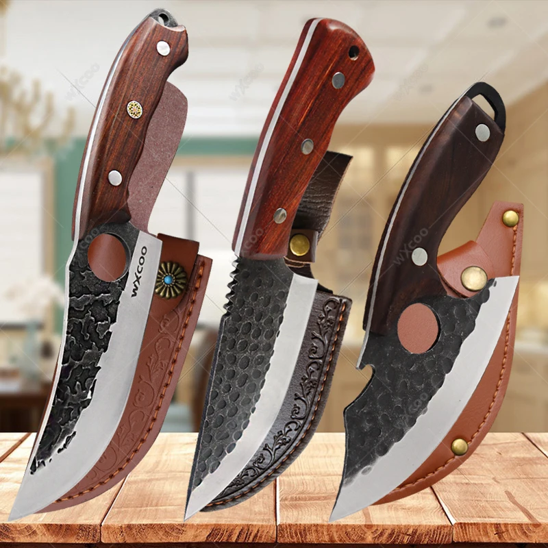 

Forged Butcher's Boning Knife Meat Cutting Knife Stainless Steel Kitchen Knives Vegetable Fish Slicing Knife with Cover