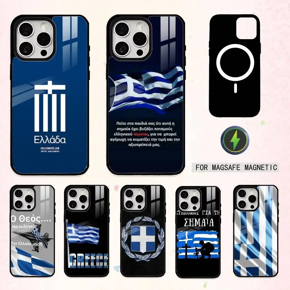 

Greek Greece Flag Phone Case For iPhone17,16,15,14,13,12,11 Plus,Pro Max Magnetic For Magsafe Wireless Charging