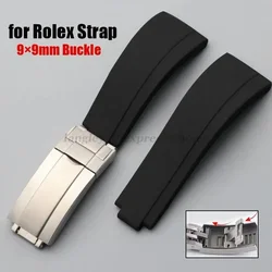 20mm Rubber Watchband for Rolex Submariner DAYTONA GMT DEEPSEA Silicone Strap Band Diver Waterproof Bracelet 9×9mm Matte Buckle