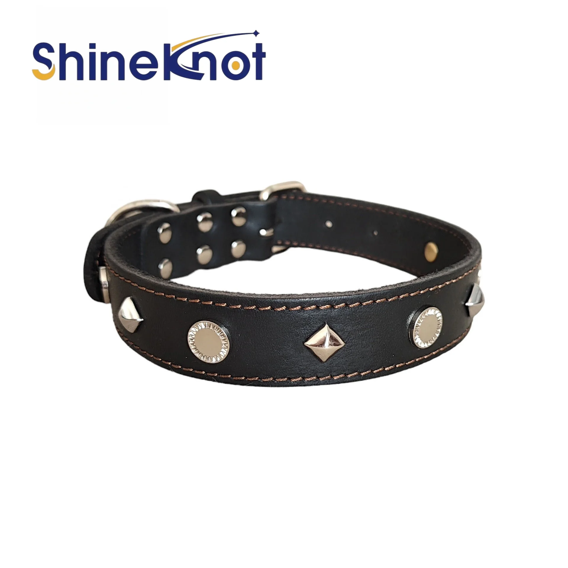 

SHINEKNOT Pet Leather Collar Head Layer Cowhide Leather Dog Collar Neck Collar Neck Cover Neck Collar Full Grain Rivet Large Dog