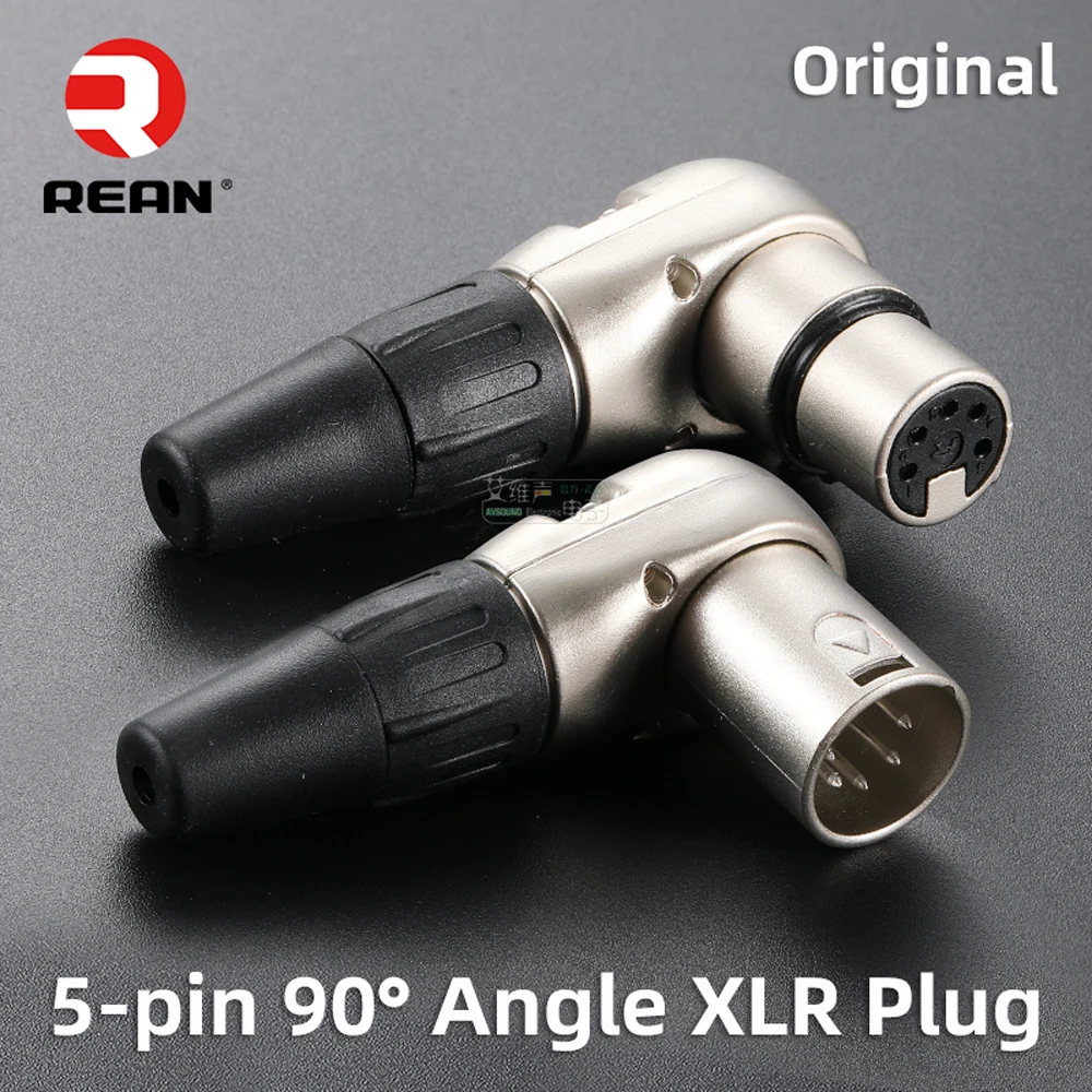 NEUTRIK's REAN 5 Pin Angle XLR Snake Cable Connectors Gold/Nickel Plated Male/Female Plug Microphone Preamplifier Mixing Console