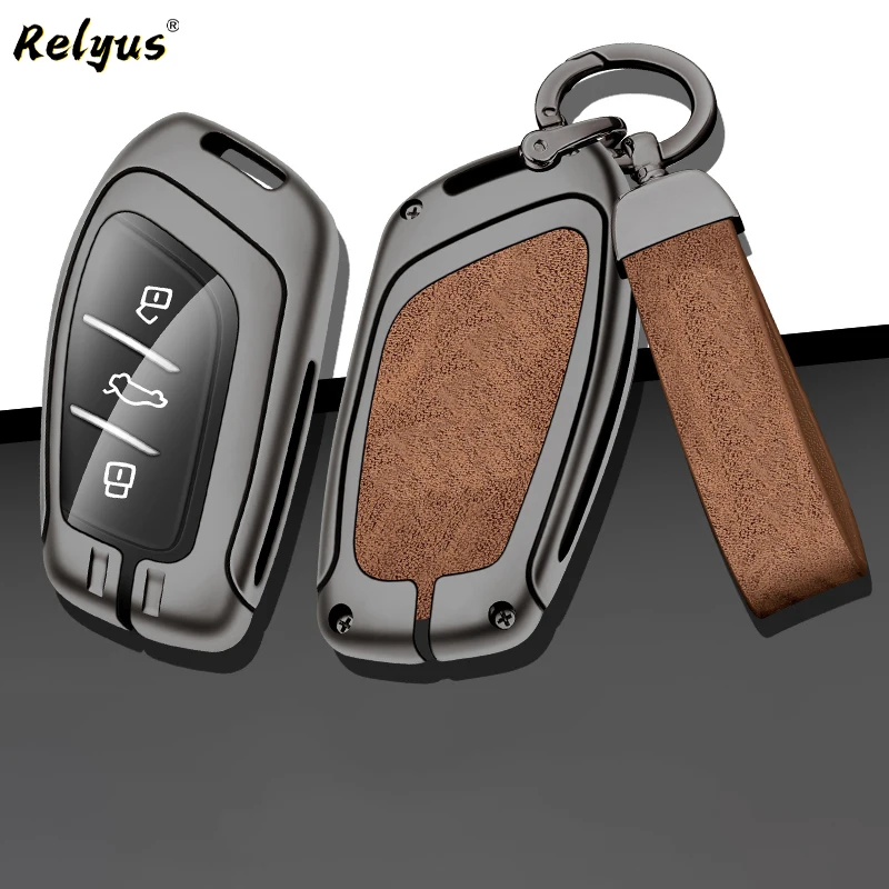 New Alloy Leather Car Key Case Cover Protector Shell for MG ZS EV MG6 MG4 EZS HS EHS 2019 2020 Roewe RX5 I6 I5 RX3 RX8 ERX5 MG5