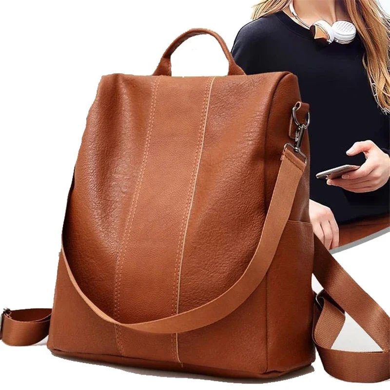 Classic Vintage Women Backpack Leather PU Fashion Backpack Women Casual High Quality Designer School Bag for Girl Travel Bag