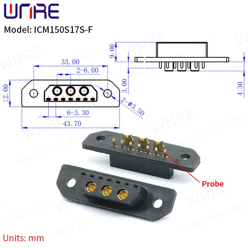 Connettore di alimentazione del connettore di accumulo di energia AMASS ICM150S17S-F con sonda di segnale (3 + 7)Aeromodelling RC Lipo Battery Black