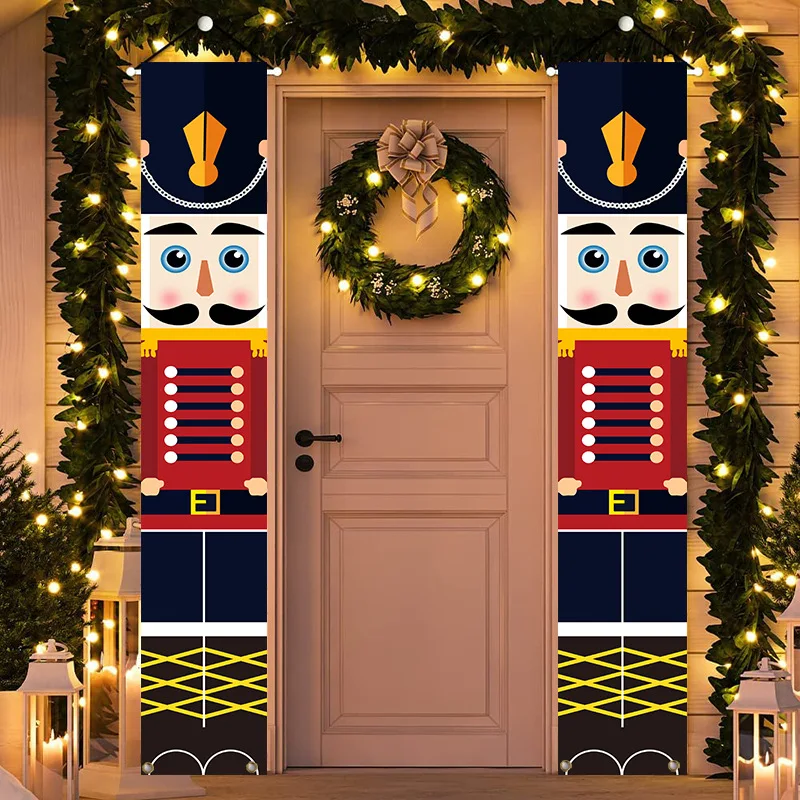 1 Pair Nutcracker Soldier Door Banner Decor Christmas Decoration For Home 2024 Xmas Hanging Ornaments Navidad Noel Gift New Year