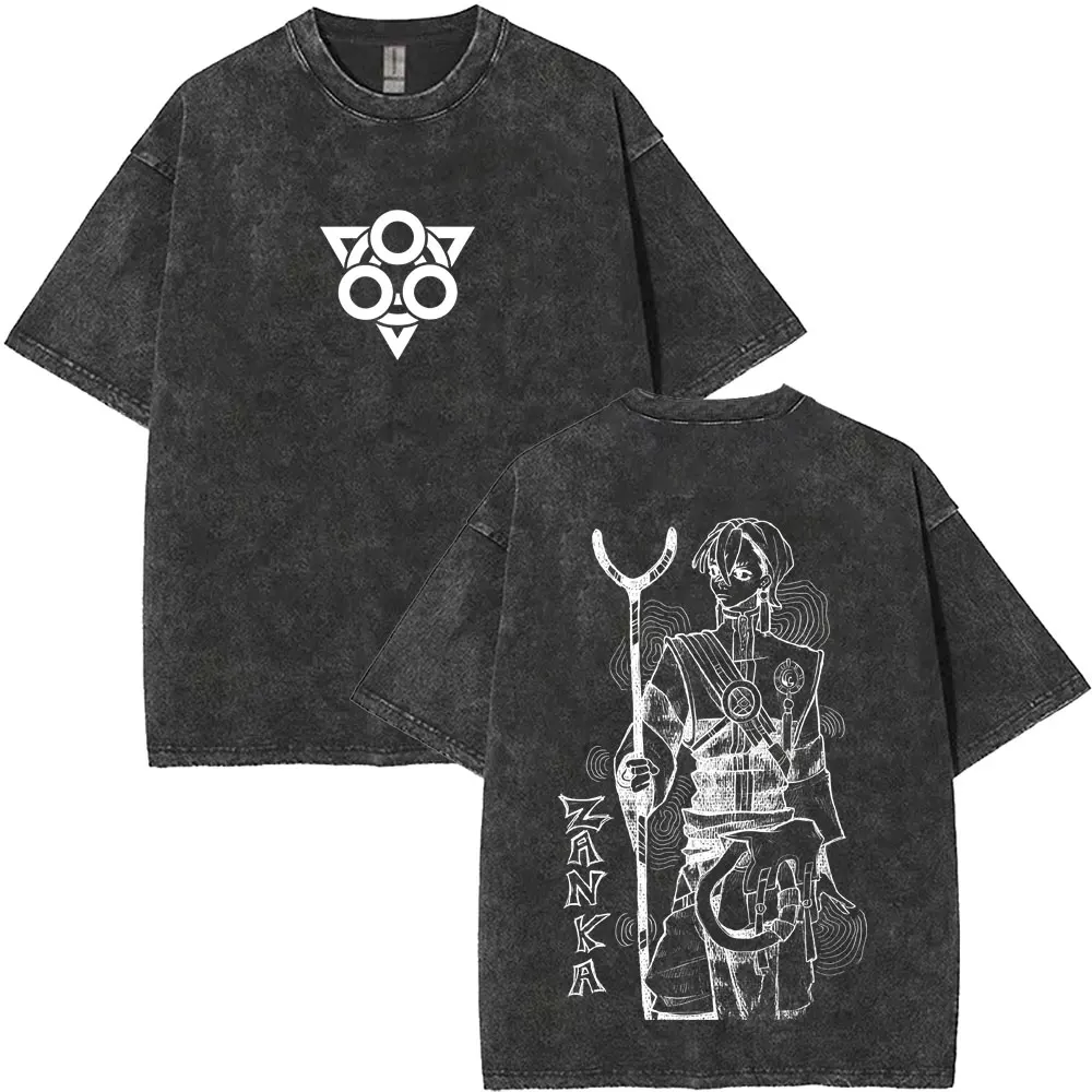 

Anime Gachiakuta Zanka Vintage Washed T Shirt Men Women Manga Fashion Trend Short Sleeve T-shirt Male Retro Oversized T-shirts