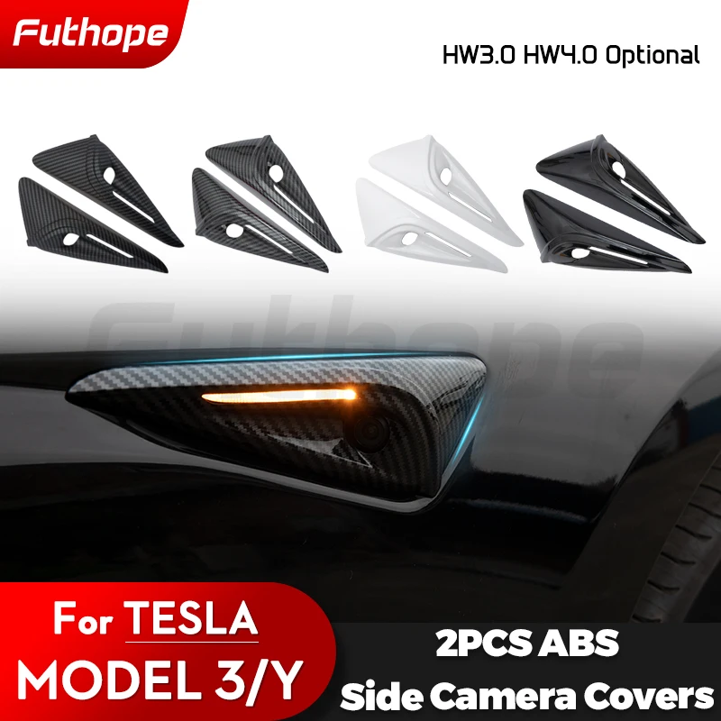 Futhope Update Side Camera Full Protection Cover for tesla model 3 highland model 3/Y/X/S HW 3.0/4.0 Decoration Trim Cover