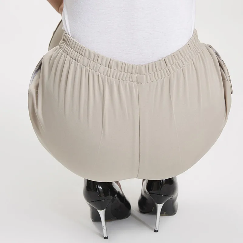 XL-7XL große Frauen Hosen Frühling Sommer Eis Seide elastische Taille weibliche Hose lässig mittleren Alters Mutter Stretch Pantalones