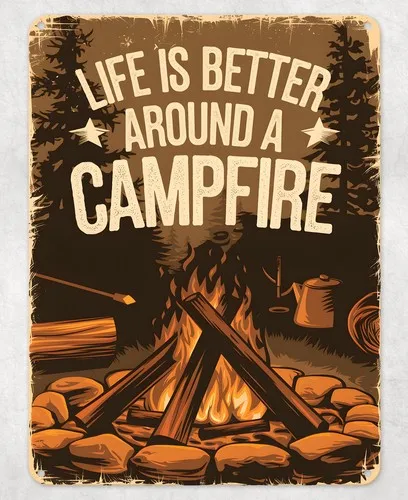 Better Around a Campfire Metal Poster Wall Tin Sign Man Cave Shed Home Plaque --Tin Sign