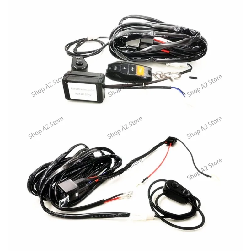 Motorcycle Spotlight Cable And Switch Control Low High 12V 24V Strobe CNC Wired Switch