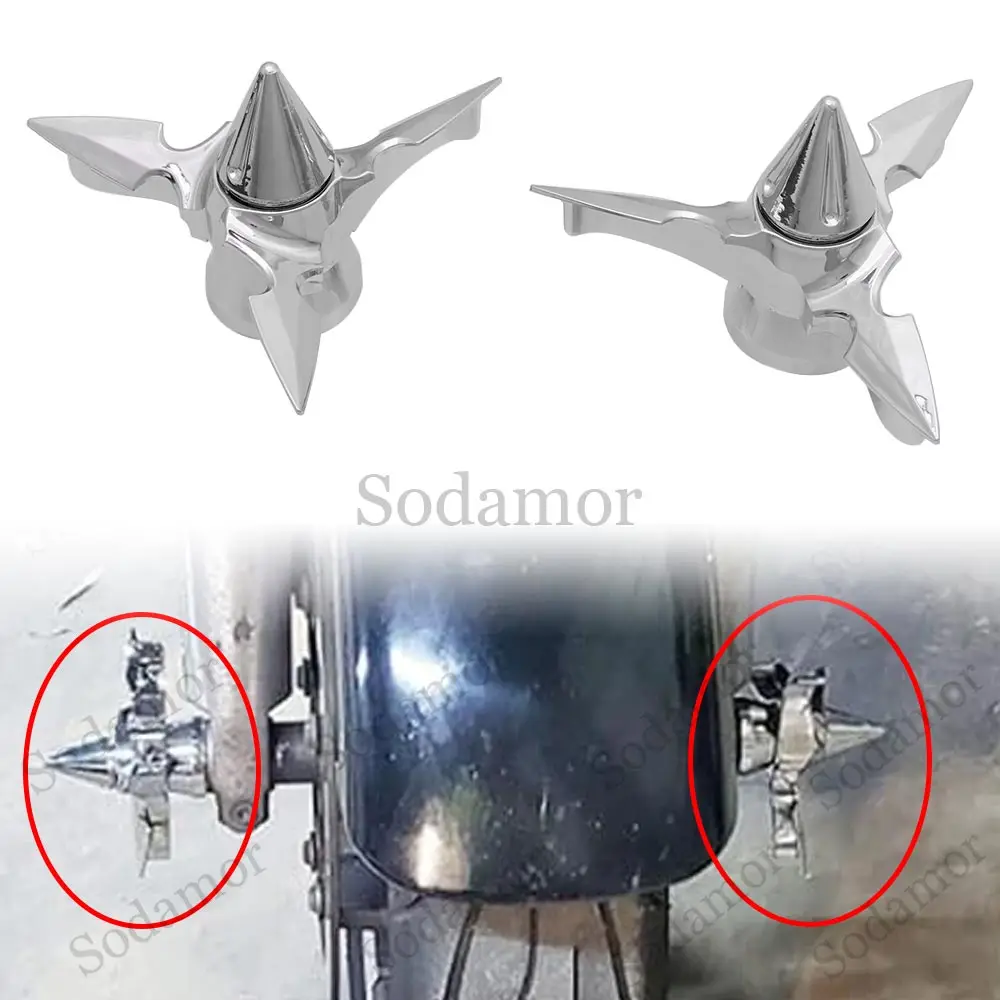 Chrome Black Spun Blade Axle Caps Cover Front Axle Nut Covers Compatible With Harley Sportster Dyna Softail V-Rod Custom Parts