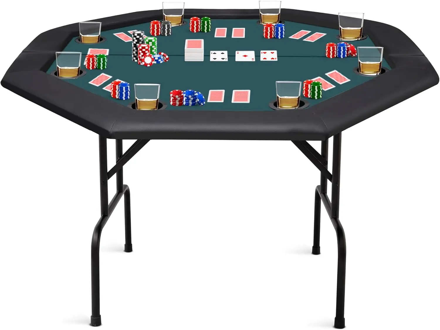 

Player Portable Poker Table Foldable Poker Table with Casino Grade Felt Cushioned Armrest and 8 Cup Holder for Pla