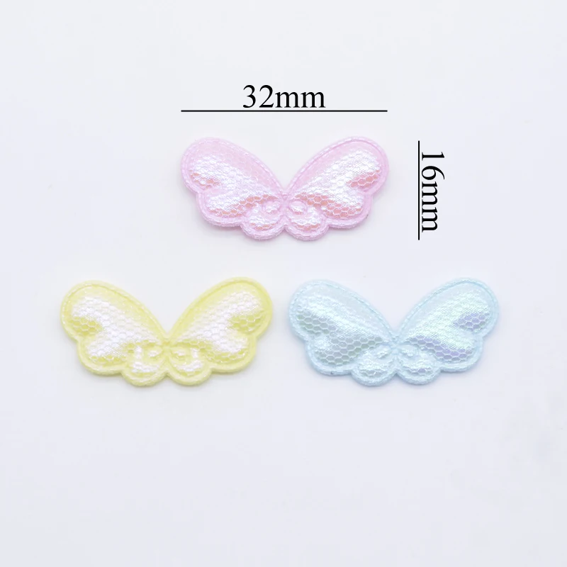 40Pcs 32*16mm Mesh Leather Wing Appliques for DIY Clothes Sewing Patches Handmade Headwear Bowknot Bow Decor Accessories