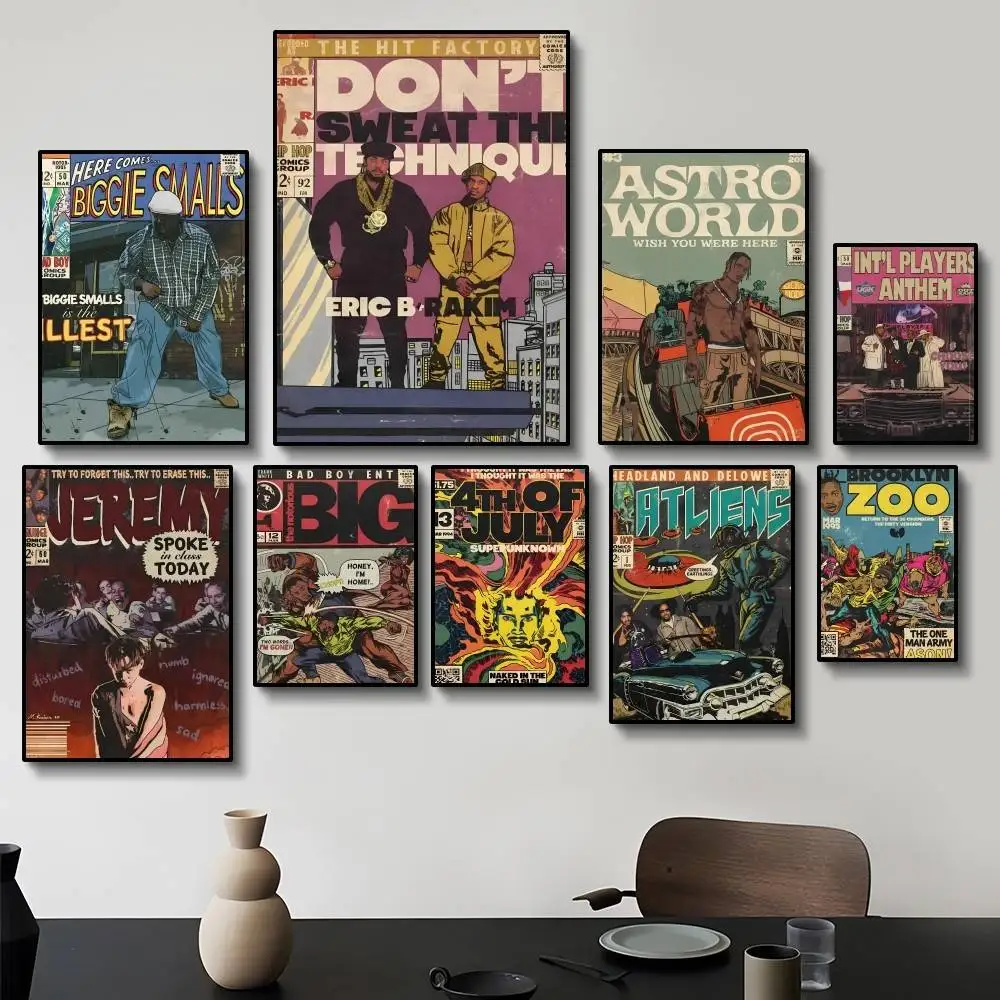 1 قطعة Weeknd الهزلي Nwa ترافيس سكوت المشارك لزجة جدار الفن الطباعة مقاوم للماء غرفة المعيشة المنزلي غرفة نوم بار ديكور جمالي