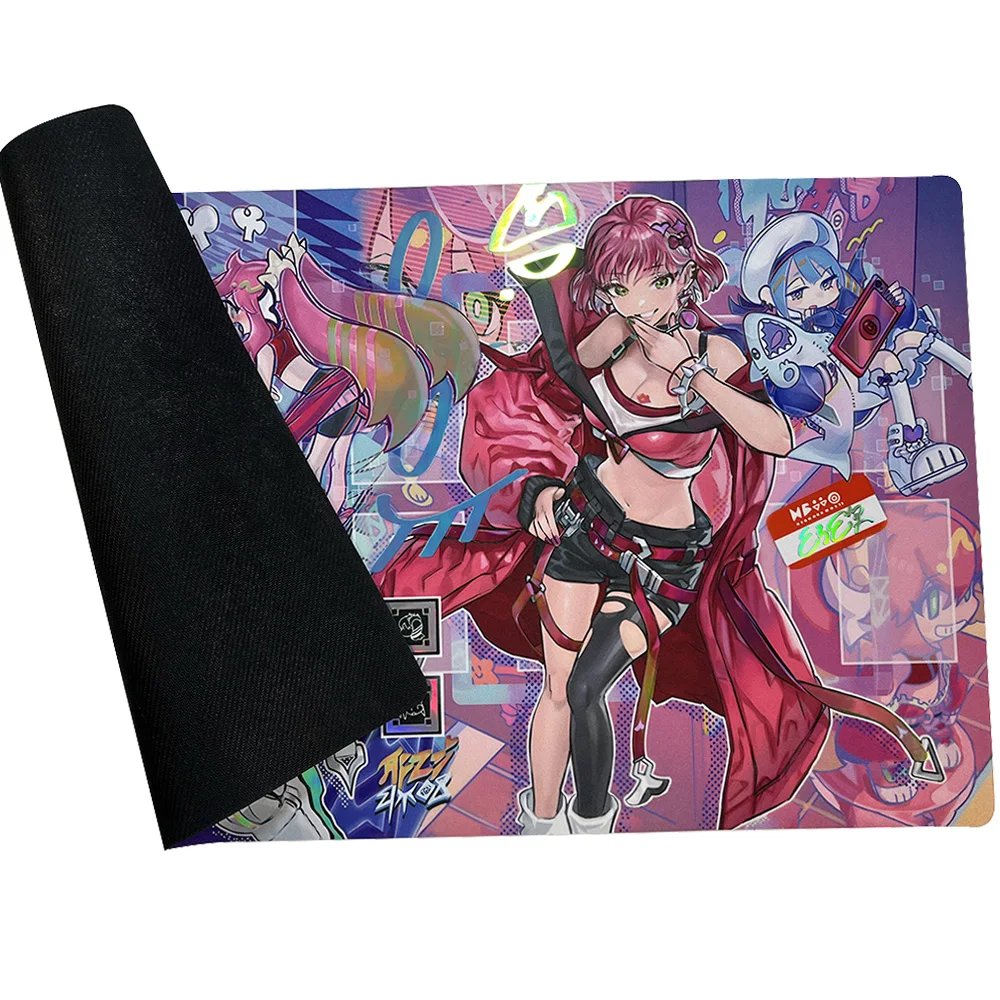 YGO Rainbow EvilTwins Ki-sikil & Lil-la Keyboard Mat Foil Holographic Shinny Holo Playmat Game Collection Mouse Mat Storage Bag