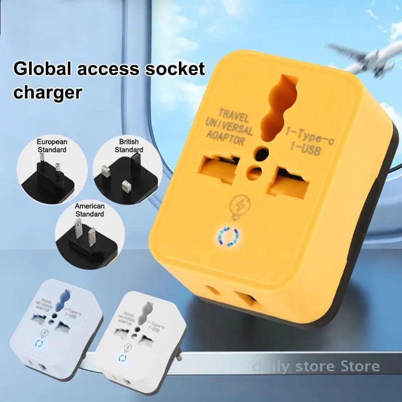 Universal Travel Adapter With USB TYPE C Ports Power Charger Adapter Home Outlet Converter US UK EU Socket Plug Connector