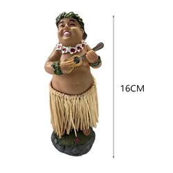 Hawaiian Dancing Girl Posing Dancer Decorations Resin Craft with Guitar Hawaiian Dashboard Bobblehead Doll Souvenir Ornaments