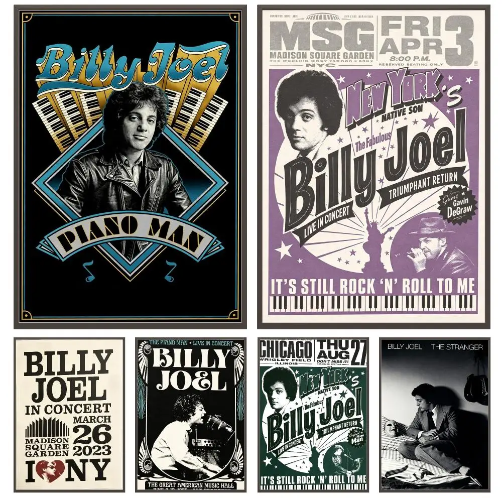 music Billy Joel Poster Poster HD Waterproof Self Adhesive Wall Art Print Decor for Bedroom Living Room Gift