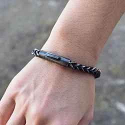 Stainless Steels Bracelet for Men,6MM Franco Link Mens Bracelets with Unique Lock Clasp Christmas Gift for Him