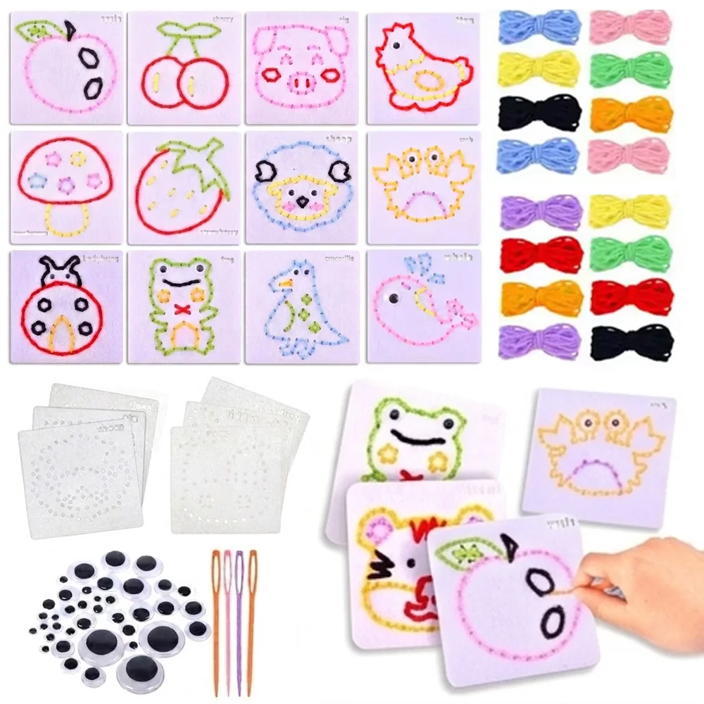 Kids Non‑Woven Fabric Sewing Craft Set Beginner Threading & Tying Toy Montessori Fine Motor Skill Sensory Educational DIY  Toy
