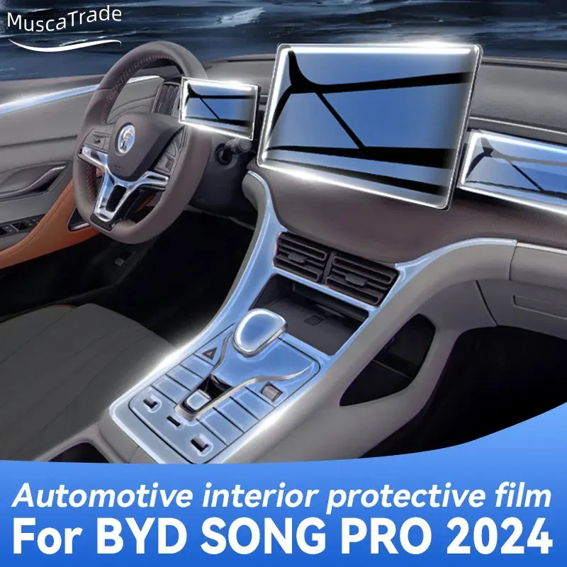 For BYD SONG PRO 2024 Car Interior Protection Anti-Scratch TPU Film instrument Center Control Navigation Accessories