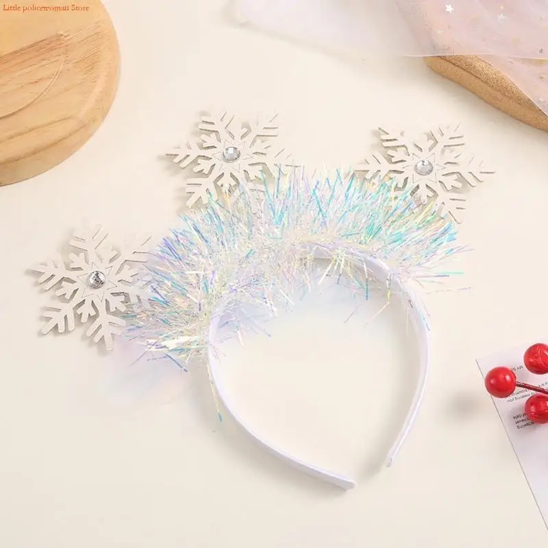 F92D Girls Women Live Broadcast Hairband Sequins Christmas Snowflake Headband