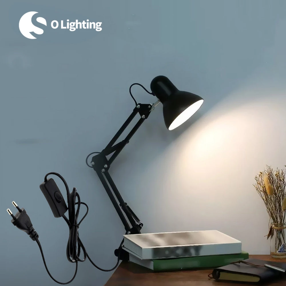 Lámpara de mesa para el hogar con abrazadera, lámparas de escritorio LED flexibles, montaje de abrazadera de brazo oscilante de pierna, lámpara de estudio, luz de lectura para estudio de oficina en casa