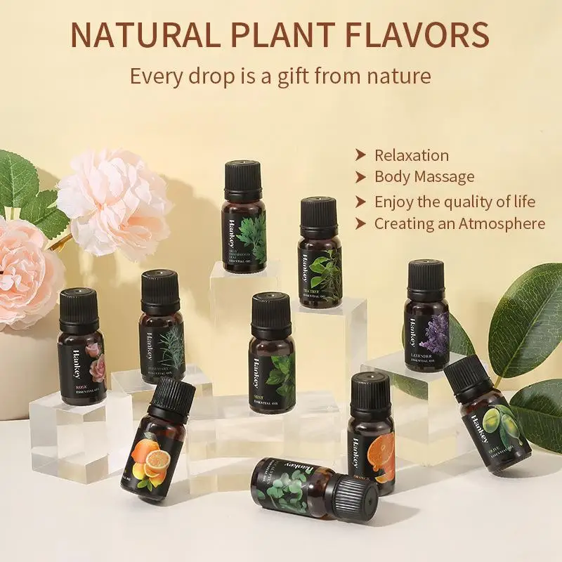 10ml Natural Plant Essential Oil Set Aromatherapy Diffuser Oil for Home Office Yoga High Aroma Diffusion Long Lasting Fragrance