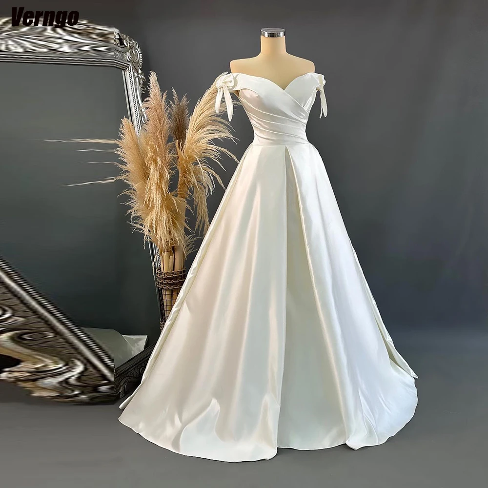 

Verngo A-line Elegant Wedding Dresses Sleeveless Bridal Gown Satin Floor-Length 2024 Princess Bride Dress Vestidos De Novia