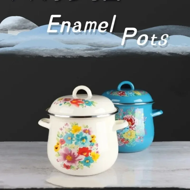 

4L/5L Thickened and Deepened Enamelled Soup Pot With Lid Ideal for Stews Hot Pots and More Kitchen Stuff for Kitchen Cooking