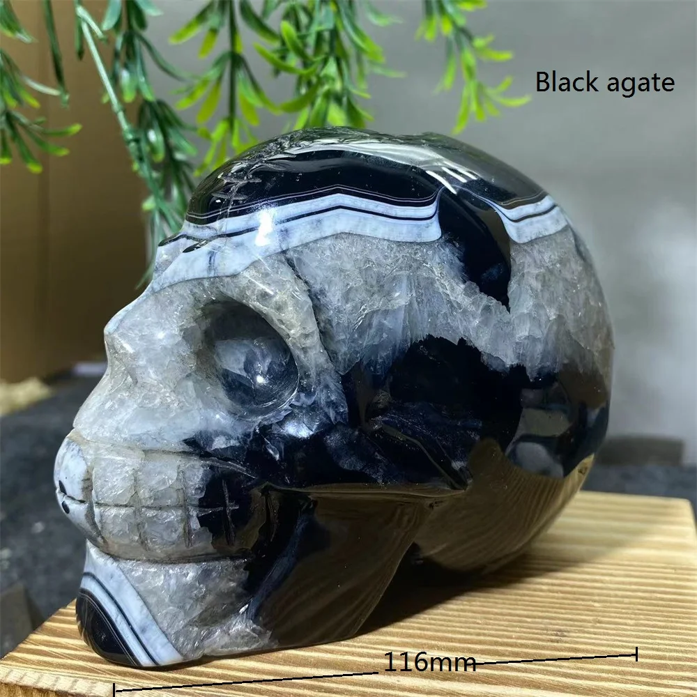 Natural Crystal Skull Cranium Clear Quartz Carving Citrine Labradorite Minerals Wicca Spiritual Reiki Ornaments Home Decoration